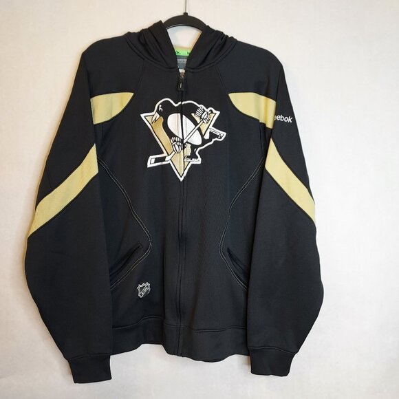 Reebok NHL Full Zip Hoodie Men's M Pittsburgh Penguins Sweater Hockey Center Ice - Picture 1 of 16